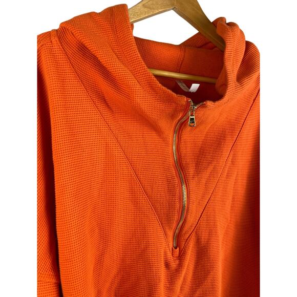Fabletics Plus Burnt Sedona Lizzie Half Zip Waffle Knit Hoodie Pullover Size 3X - Picture 6 of 10